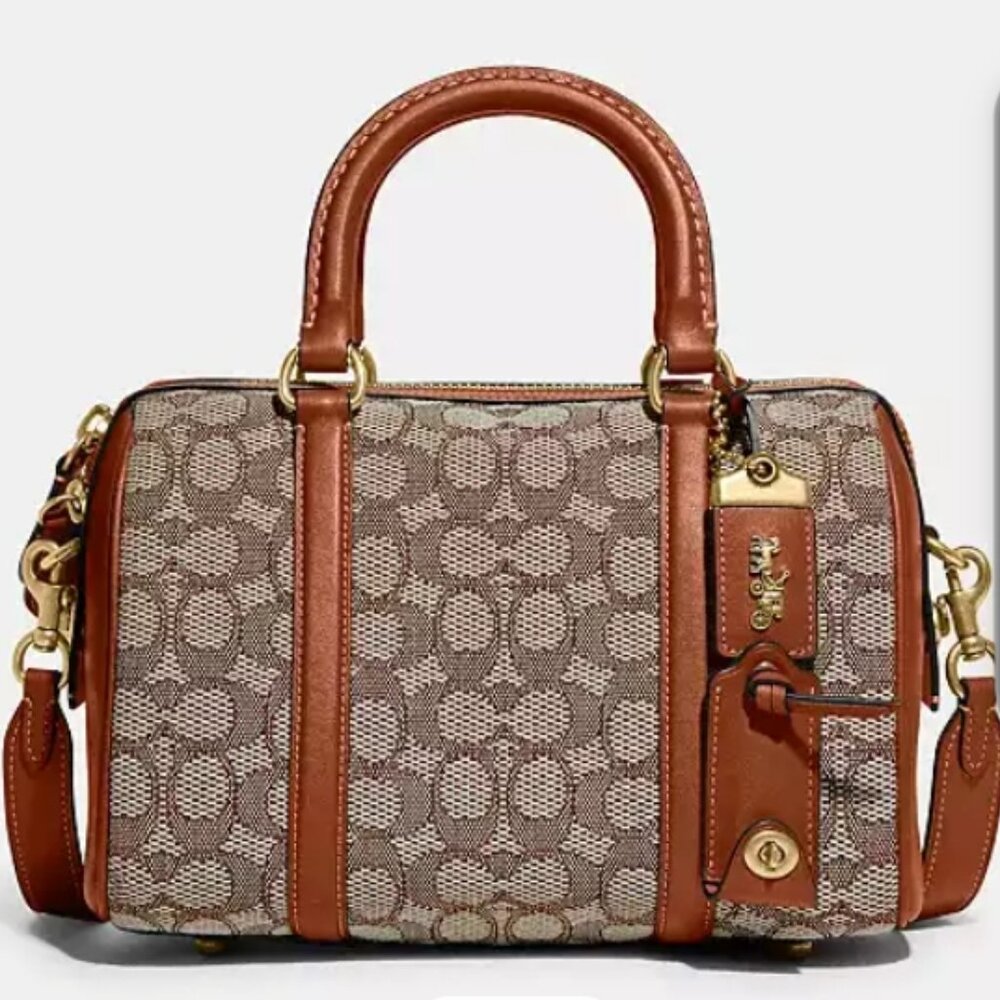 Authentic Coach Ruby Satchel signature canevas & burnished amber cocoa, retail